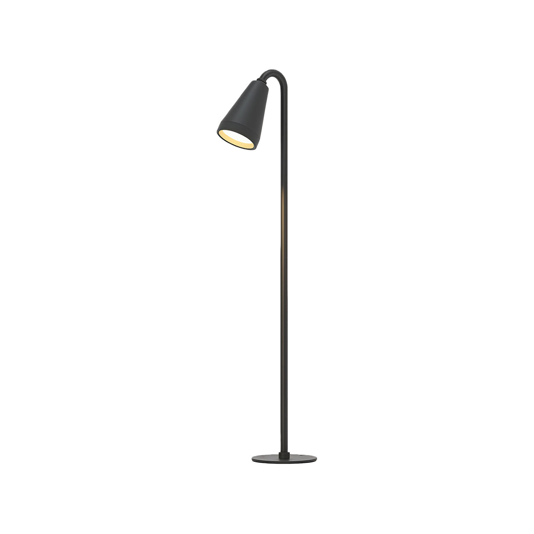 Landscape path light featuring a minimalist black finish and a simple, functional design.