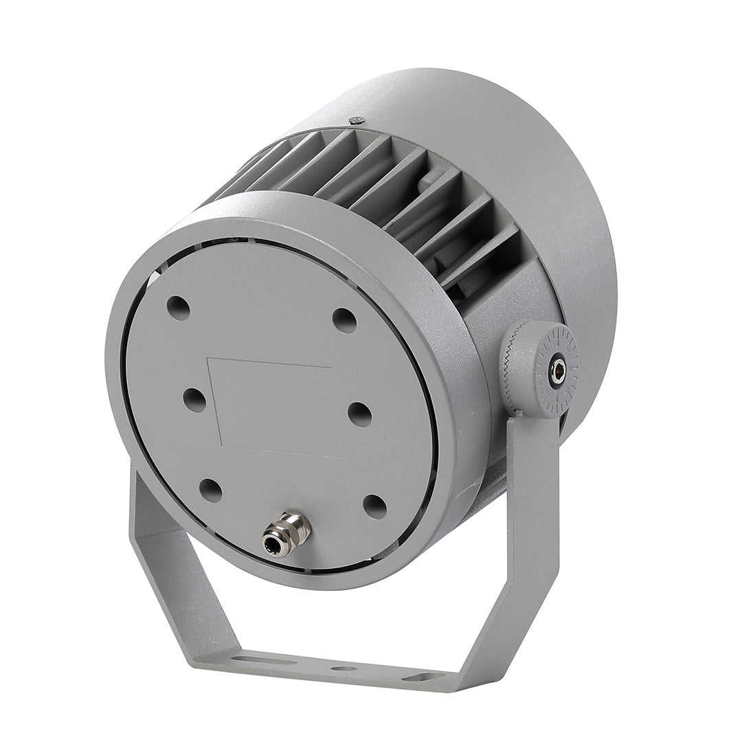 Detail shot of spotlight for landscape showing heat sink fins and precision engineering