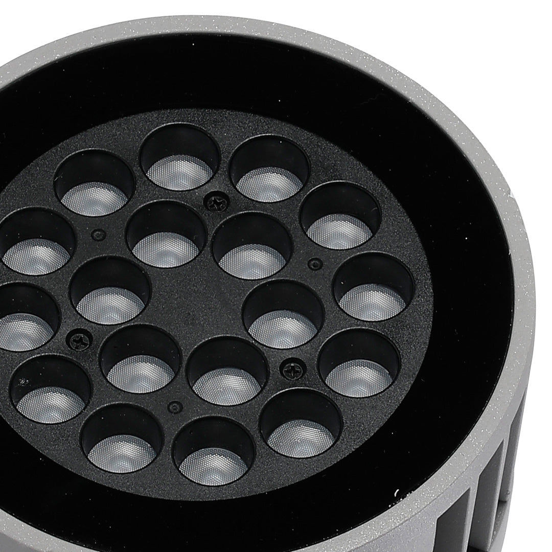 Rear view of spotlight for landscape displaying mounting bracket and electrical connection details