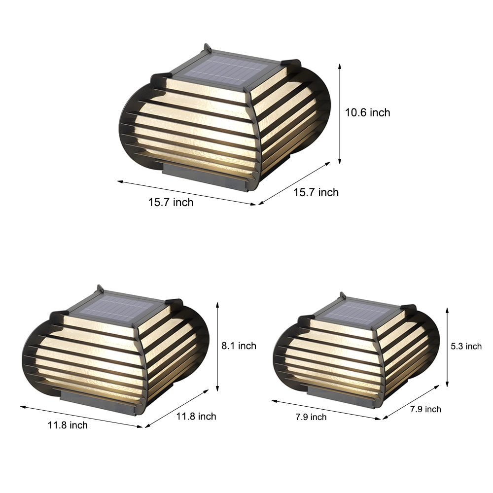 Lantern pillar lights size and dimension diagram illustrating multiple model options for outdoor installation.