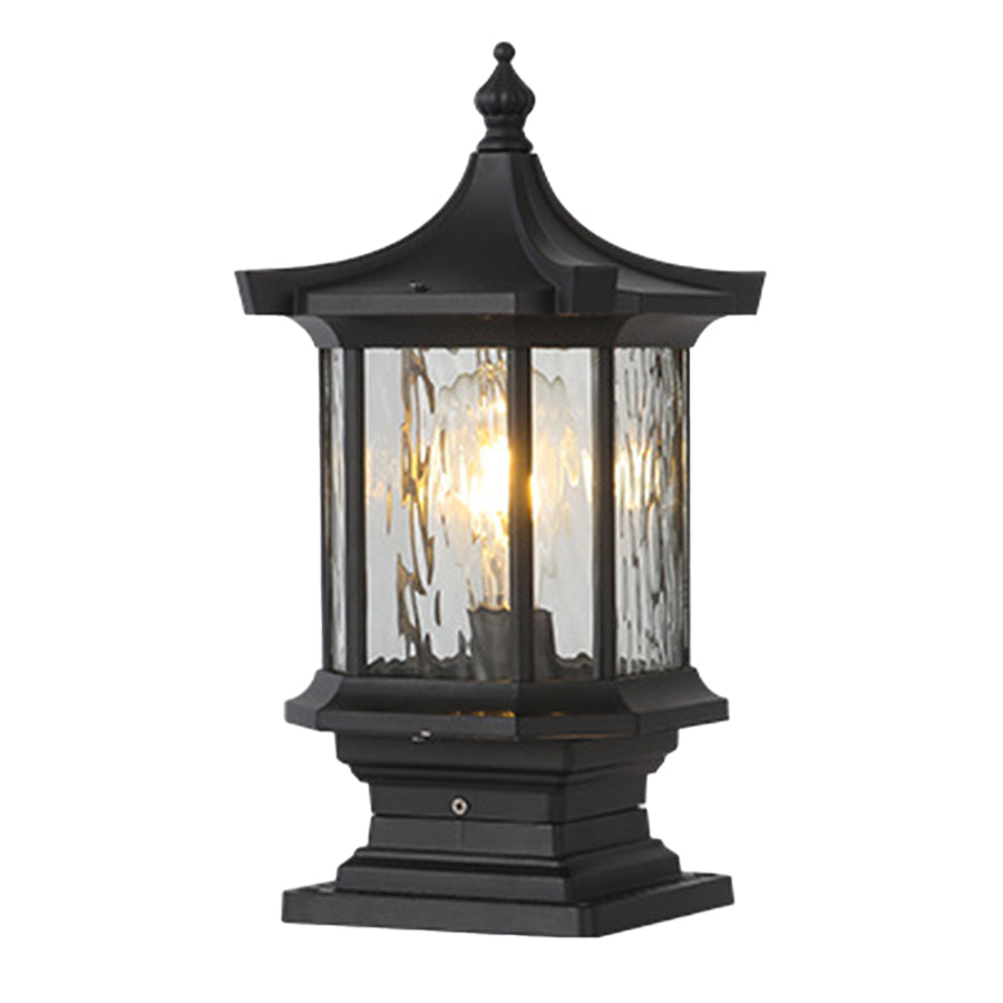 Lantern pillar lights with dimensions, perfect for precise and stylish outdoor lighting setups.