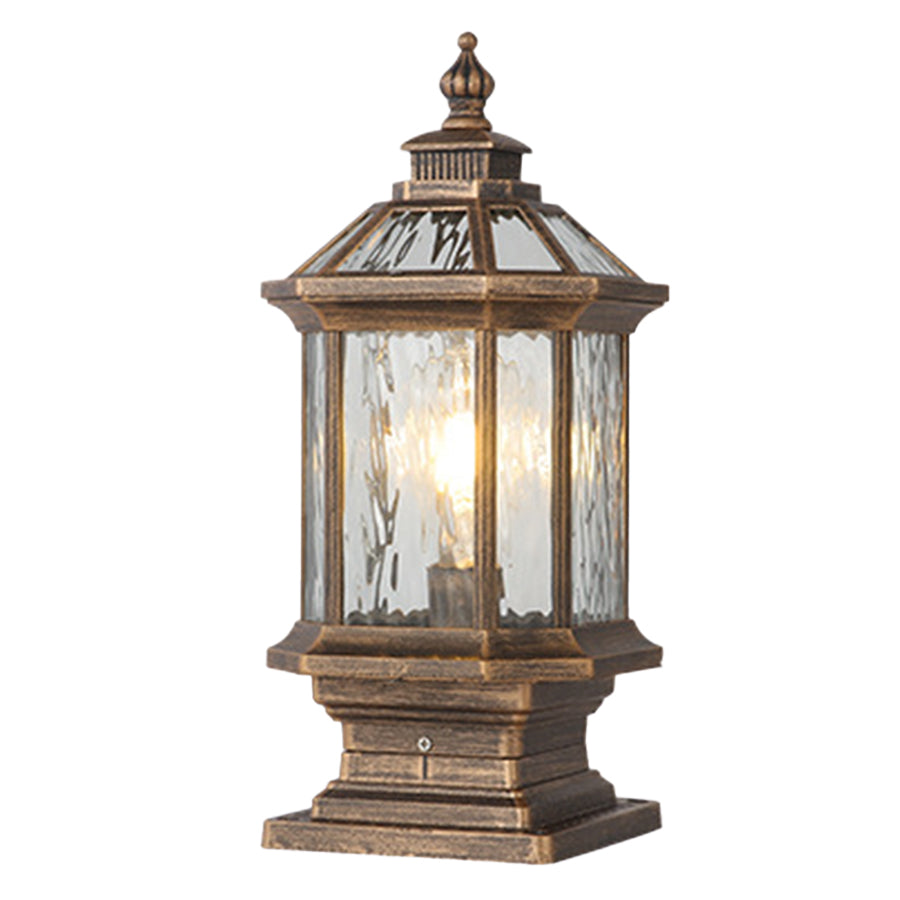 Lantern pillar lights in various sizes, ideal for versatile outdoor lighting installations.