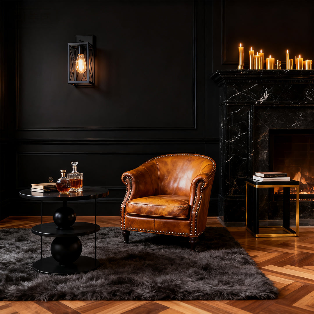 Lantern wall light in a room with exposed brick walls, providing a vintage industrial aesthetic.