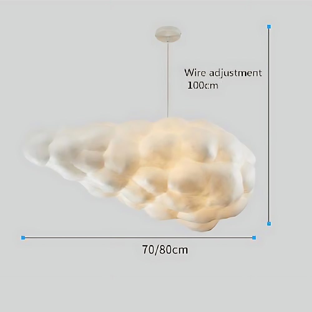 Large cloud pendant light showing multiple size options in centimeters.