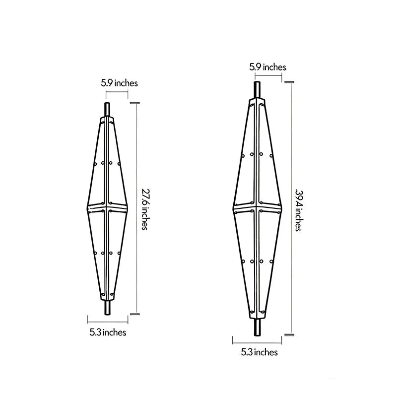 Large outdoor sconces dimension diagram showing two size options with overall height and width measurements.