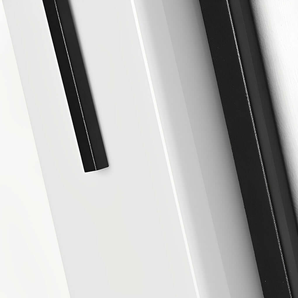 Close up of large outdoor wall light fixtures, showcasing its sleek design and warm light.