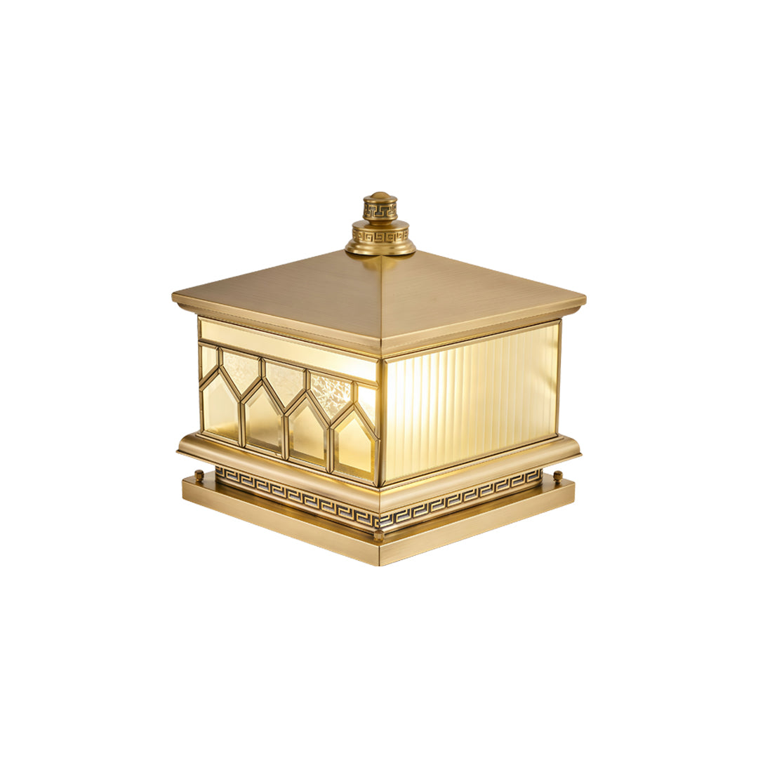 Large solar pillar lights modern outdoor lantern isolated on white background with luxury styling.