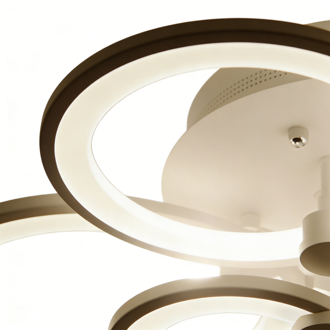 Bottom view of layered circular LED rings in premium multi ring ceiling lights.