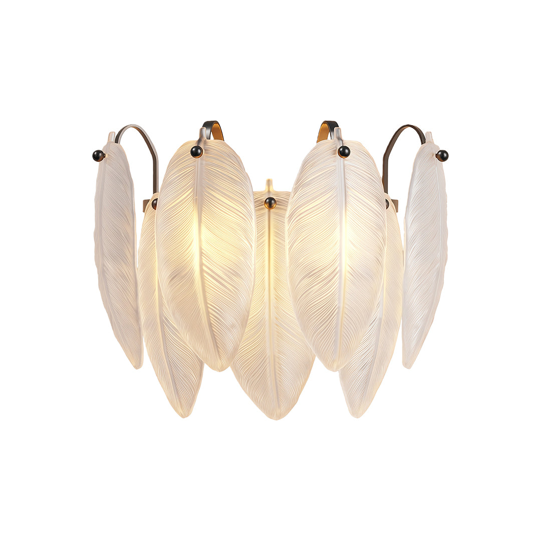 Modern luxury chandeliers inspired feather wall light with layered translucent glass design