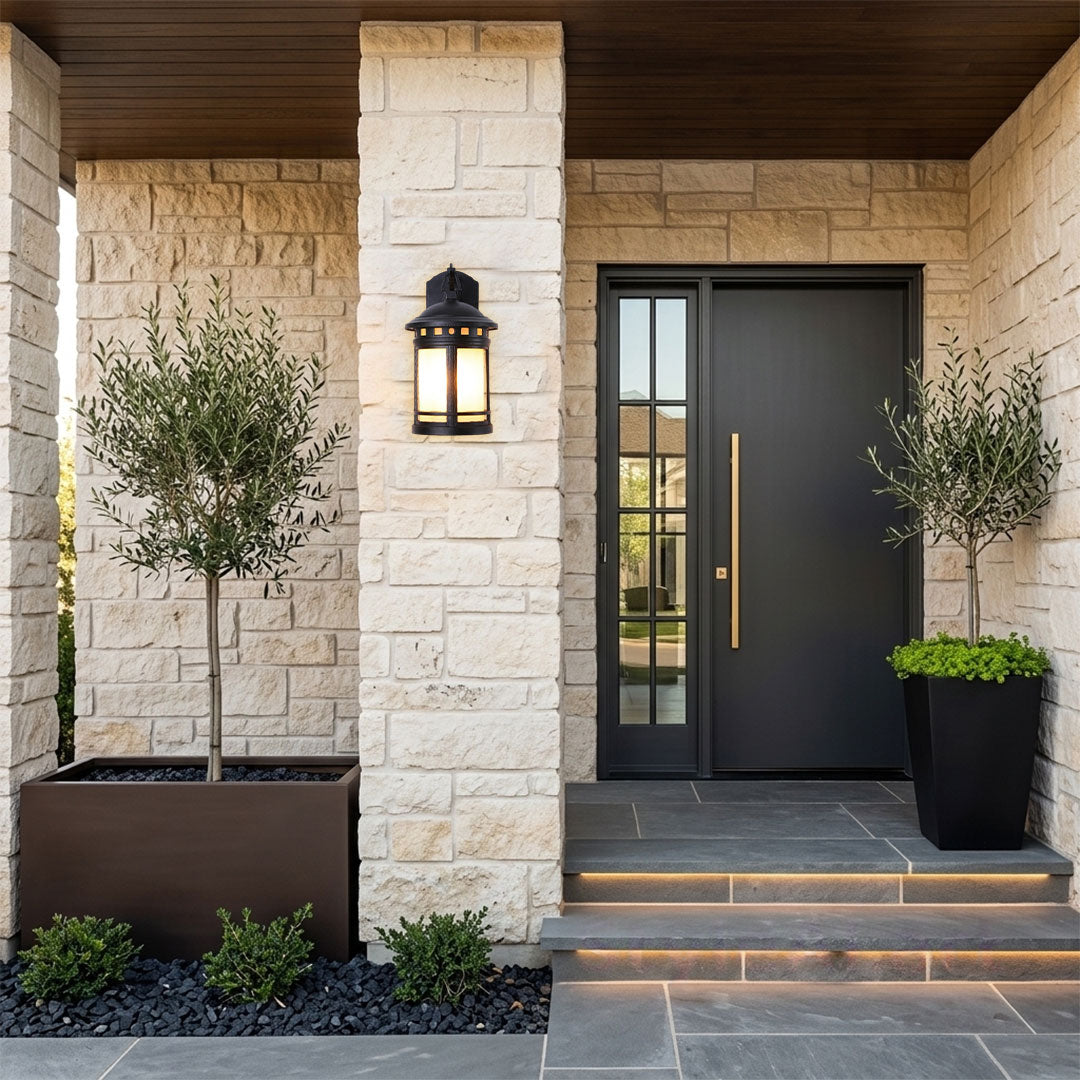 Waterproof black exterior wall light