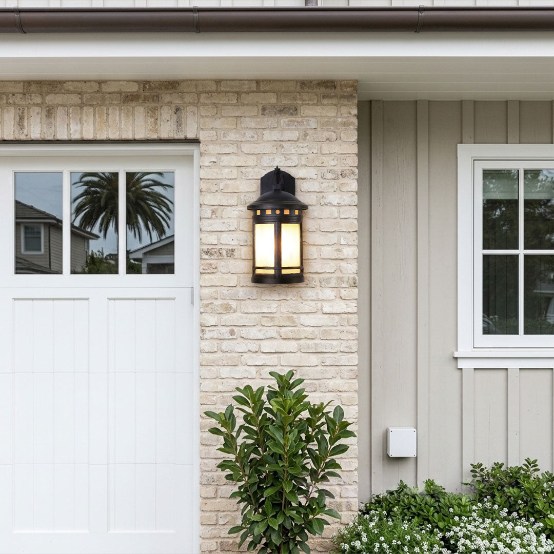 Waterproof black exterior wall light