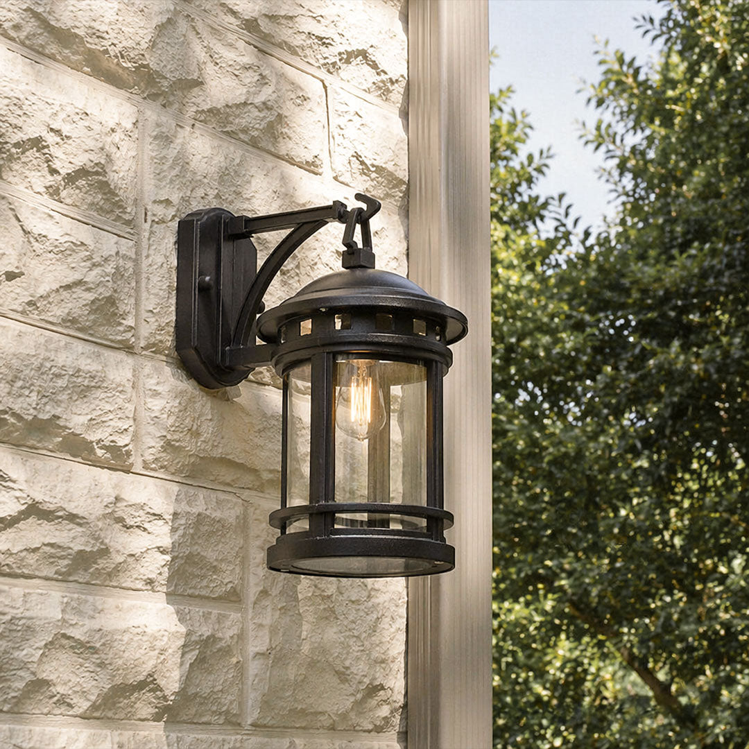 Waterproof black exterior wall light