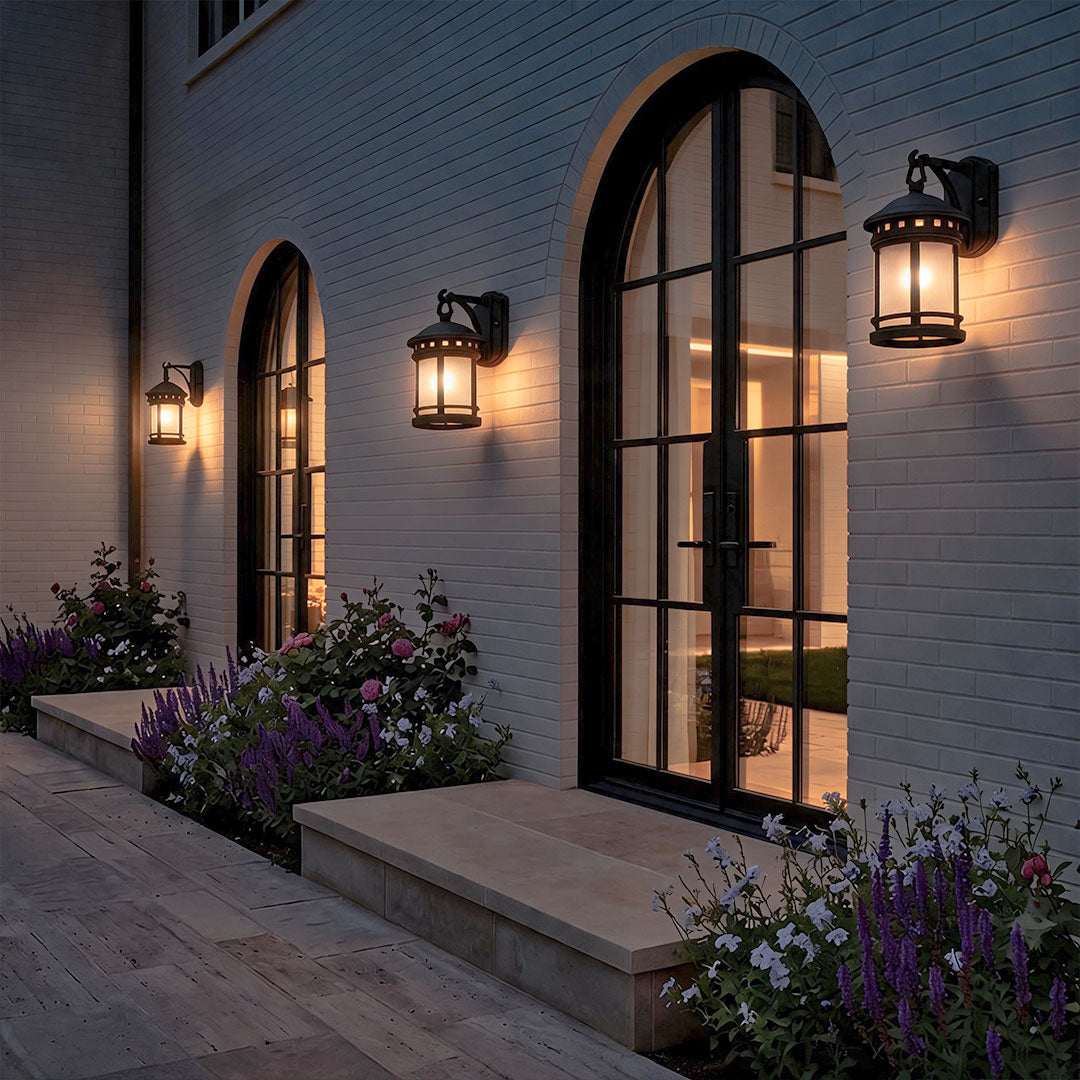 Waterproof black exterior wall light