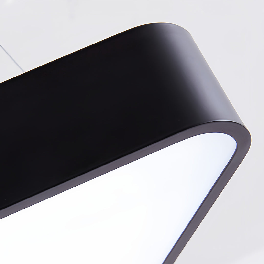 Modern black chandelier with LED light, offering soft, even illumination for contemporary spaces.