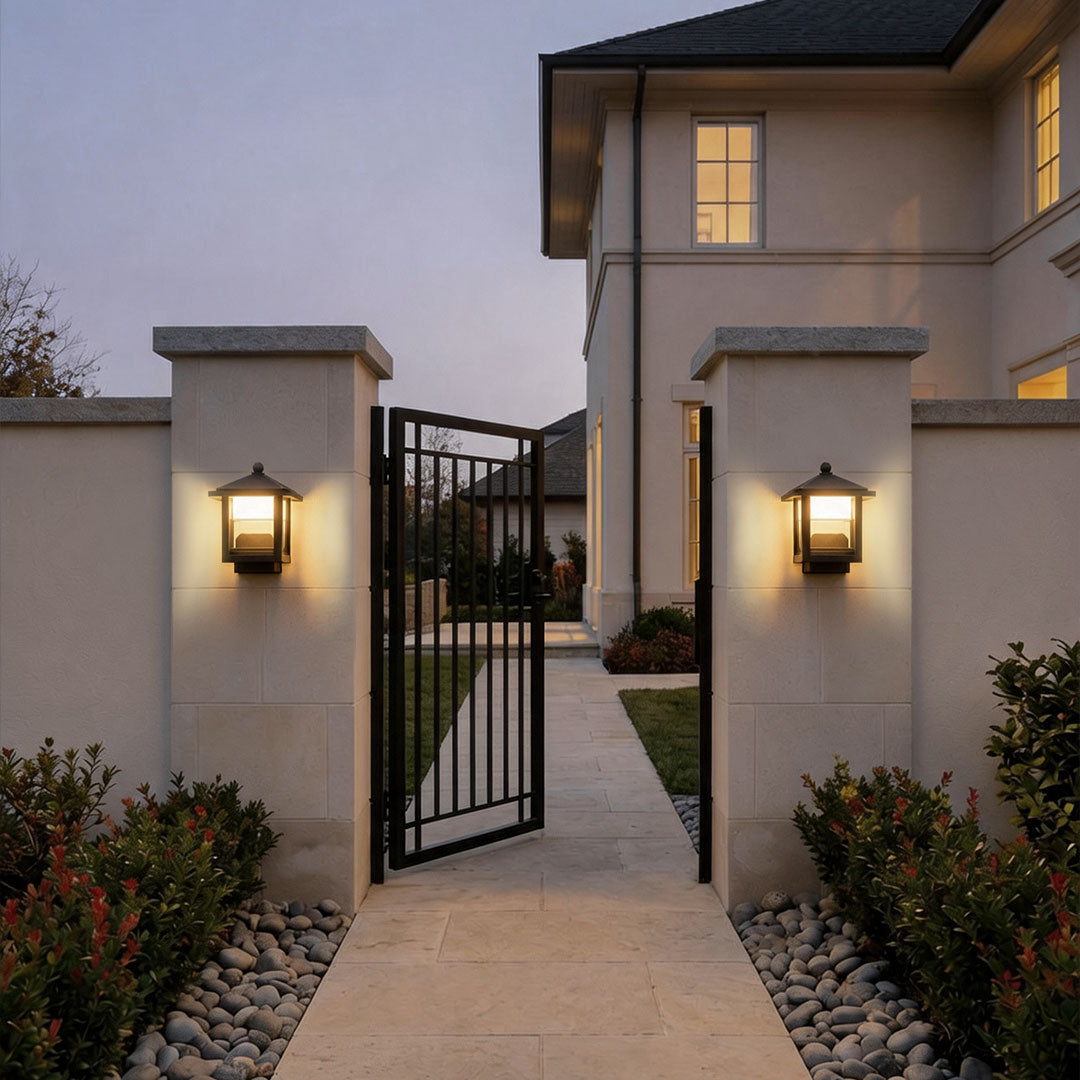 Exterior black outdoor lantern sconce