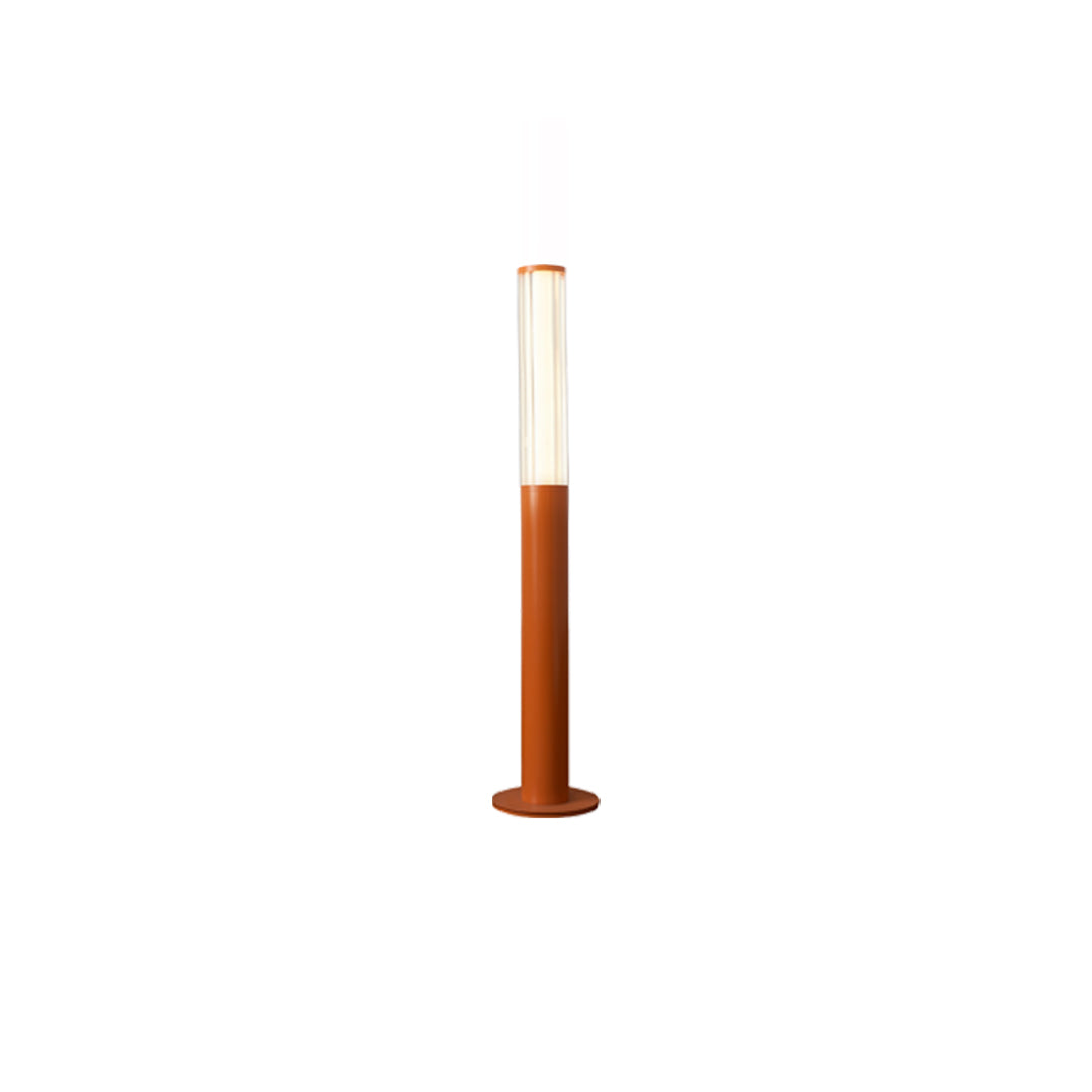 Short copper-colored led bollard garden light with a warm top glow, suitable for pathway accents.