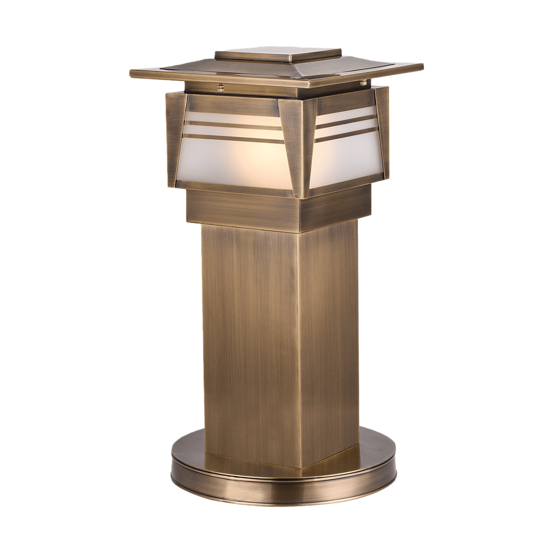 Modern LED bollard garden lights in a compact pillar form, featuring warm light output and durable outdoor construction.