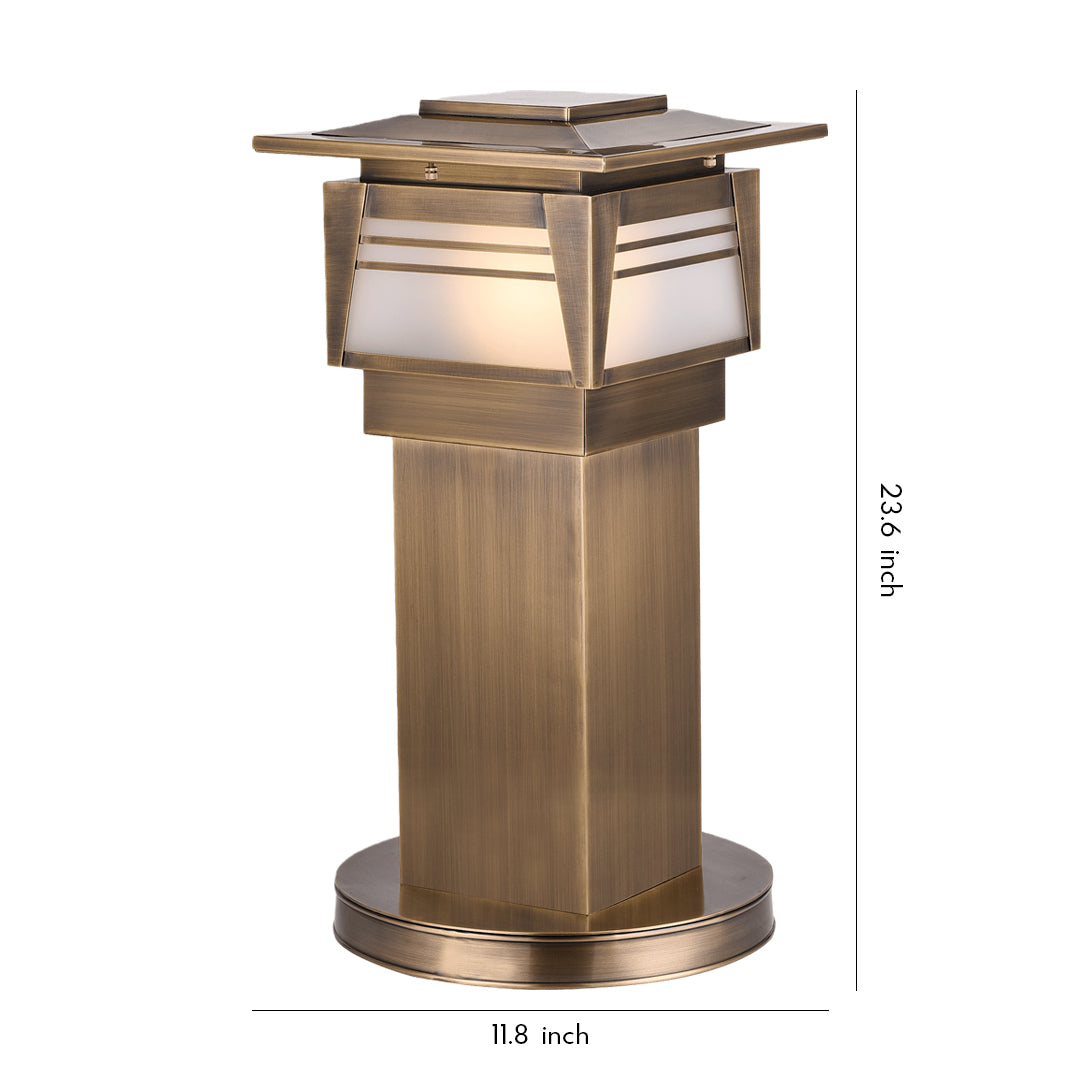 LED bollard garden lights with square layered top design, shown as a standalone outdoor lighting fixture on a clean background.