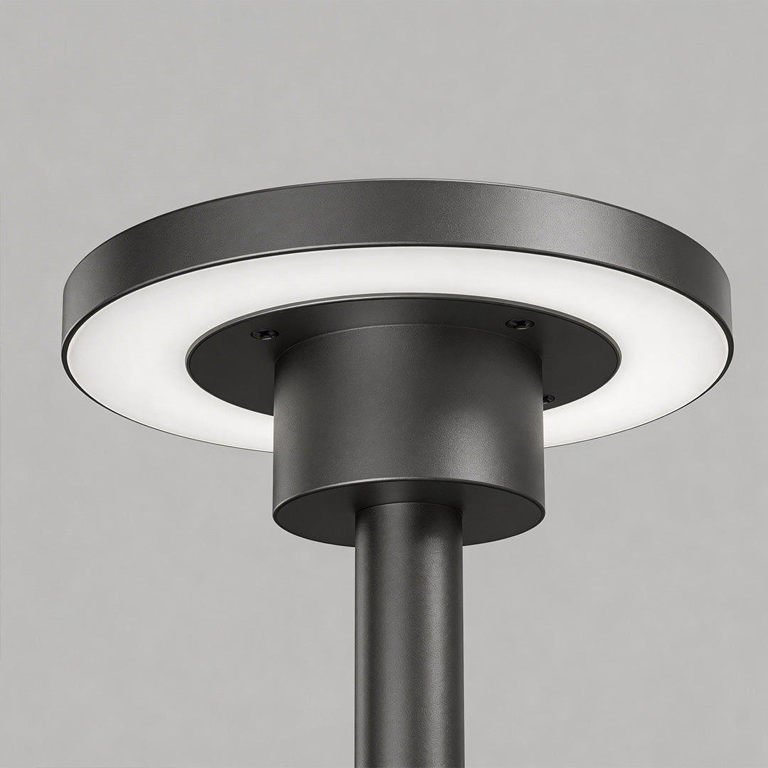 Close-up of LED bollard path lights showcasing its round head and sleek pole.
