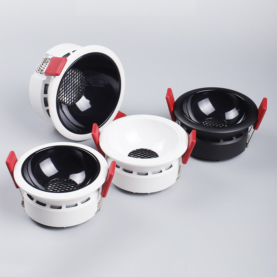 Multiple ceiling round led lights displayed together showing size and finish variations available