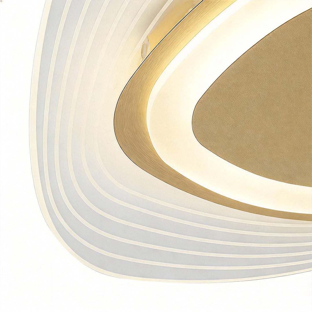 Detail close-up showing the smooth curves and finish of triangle led ceiling lights.