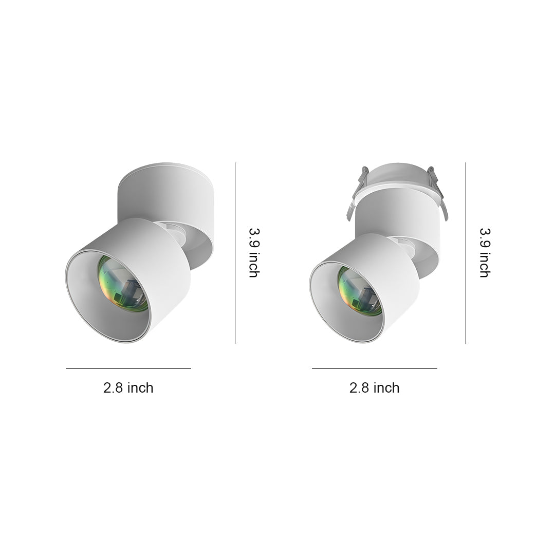 LED ceiling spotlights in black finish with rainbow reflector lens, glass shade chandelier inspired adjustable design for colorful accent lighting.