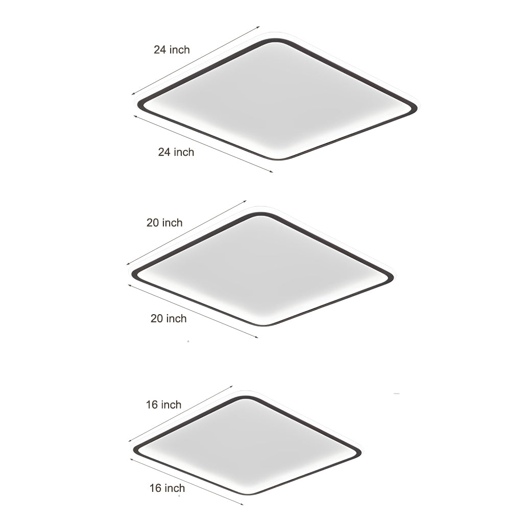LED square ceiling light size options and dimensions diagram