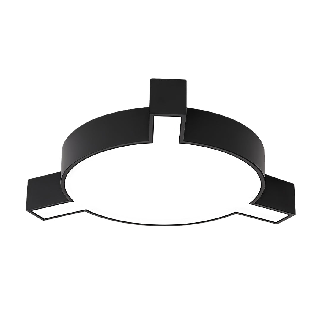 Led chandelier modern with simplified circular LED form and minimal mounting detail, presented against a white background.