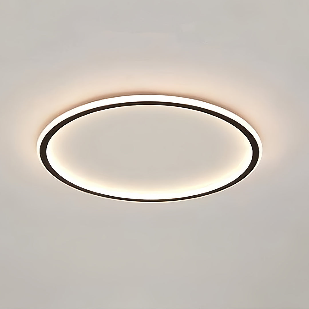 Ceiling-mounted led circle ceiling lamp creating a halo lighting effect in modern interior.