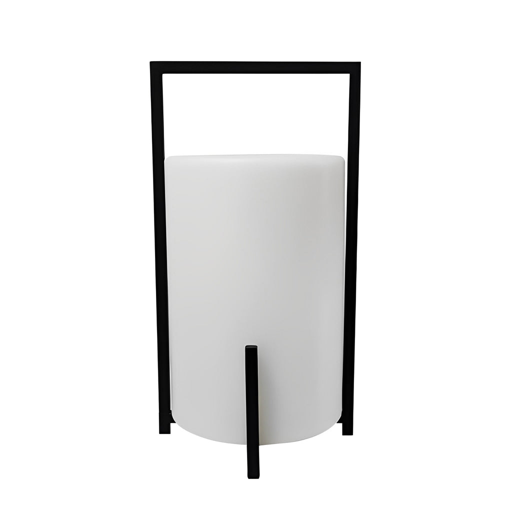 LED cylinder light fixture with a close-up of its top and illuminated surface.