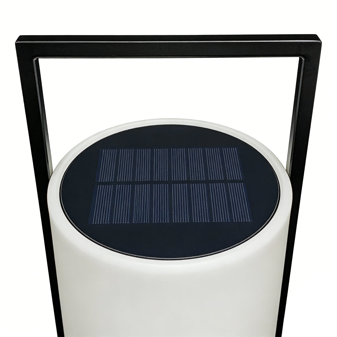 LED cylinder light fixture with a modern design, providing ambient light in a living room.