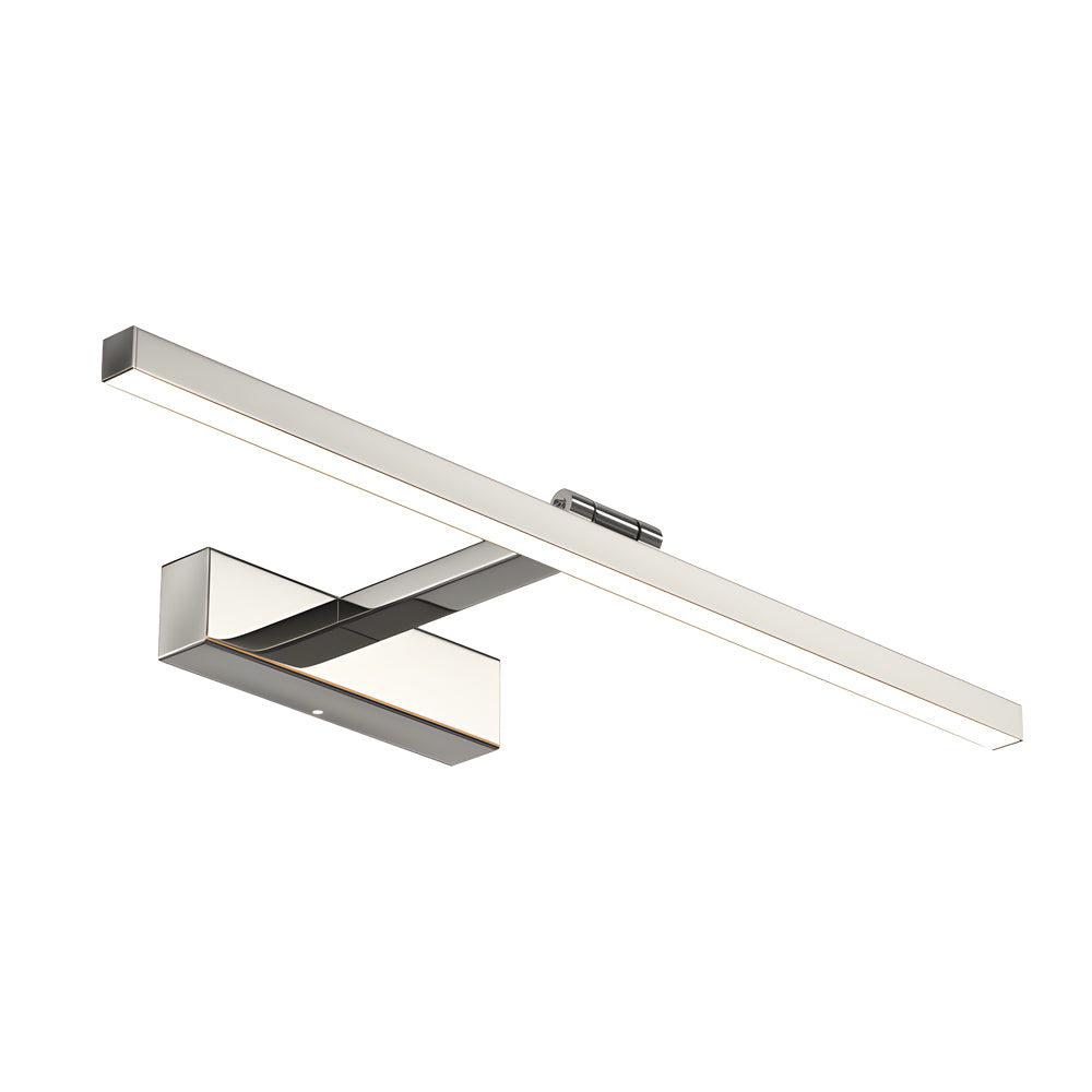 LED light bars for bathroom vanity with sleek wall-mounted design in brushed metal finish