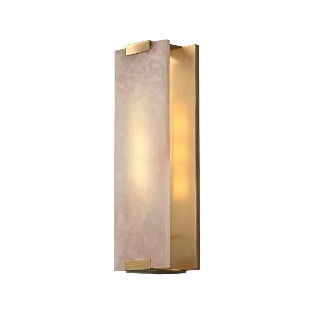 LED light wall lamp with an elongated textured shade and warm ambient illumination.