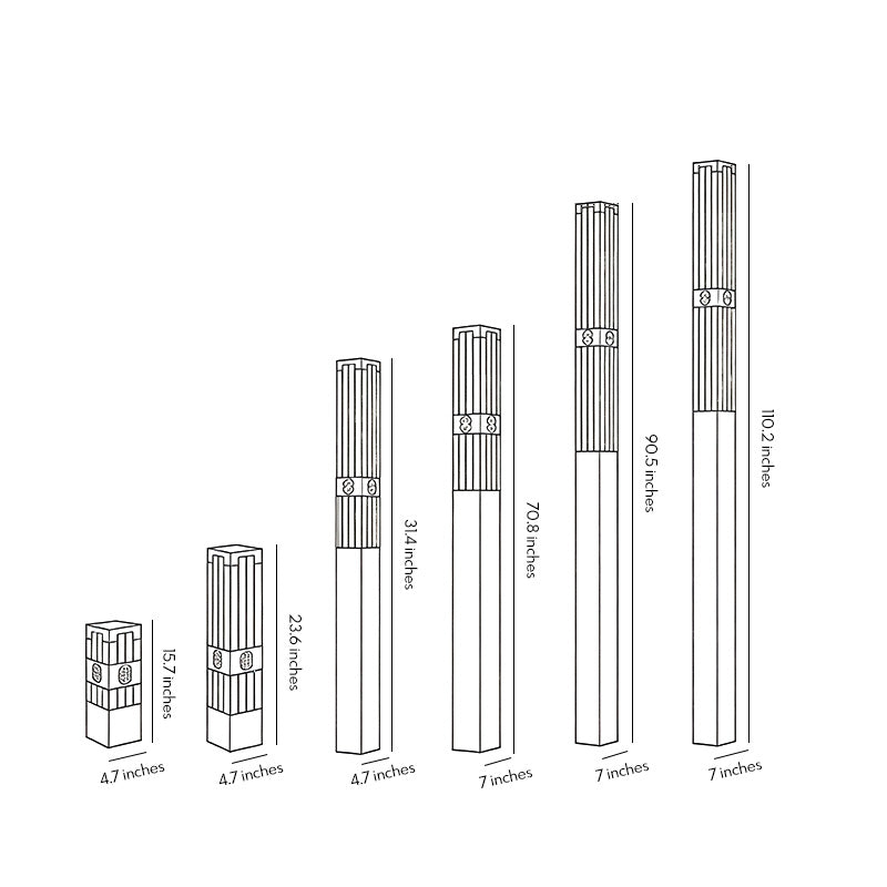 Line drawing of LED marble bollard light dimensions, providing installation specifications.