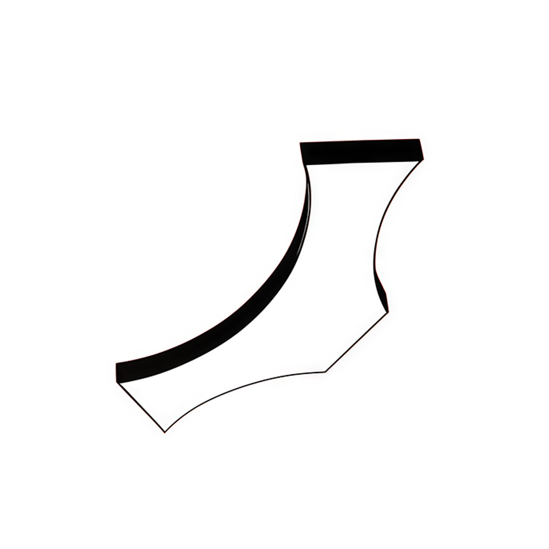 Technical drawing of a curved LED modern chandelier track with precise measurements and angles.