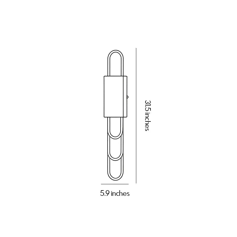 LED modern wall sconce dimension drawing showing fixture height and width measurements.