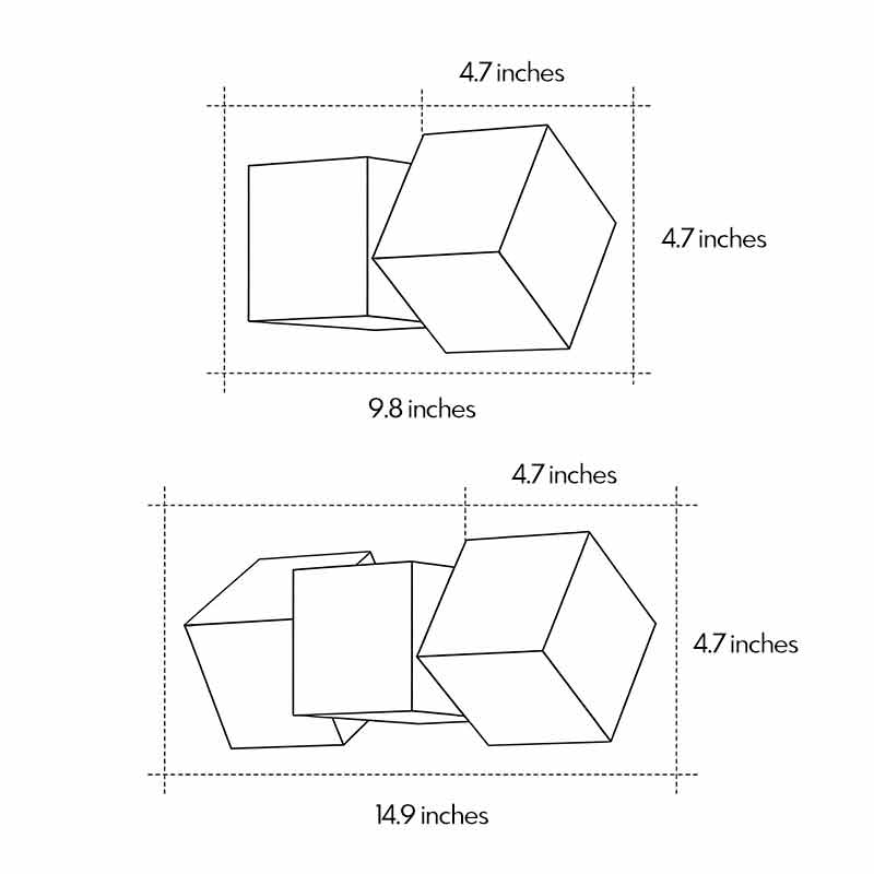 Technical diagram of LED outdoor lighting wall mount showing dimensions and installation details.