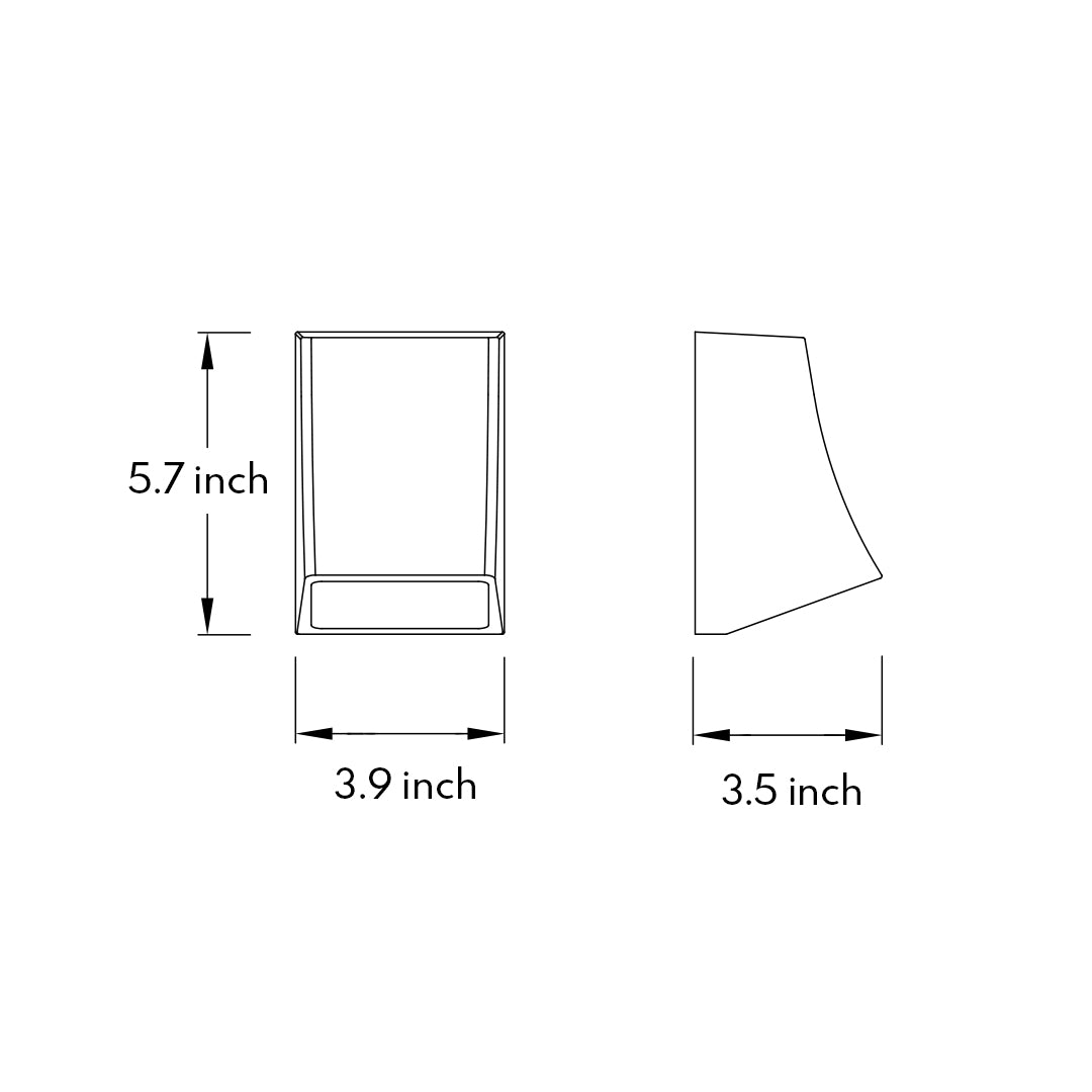 Led outdoor wall sconce dimension diagram showing size measurements for exterior wall mounting.