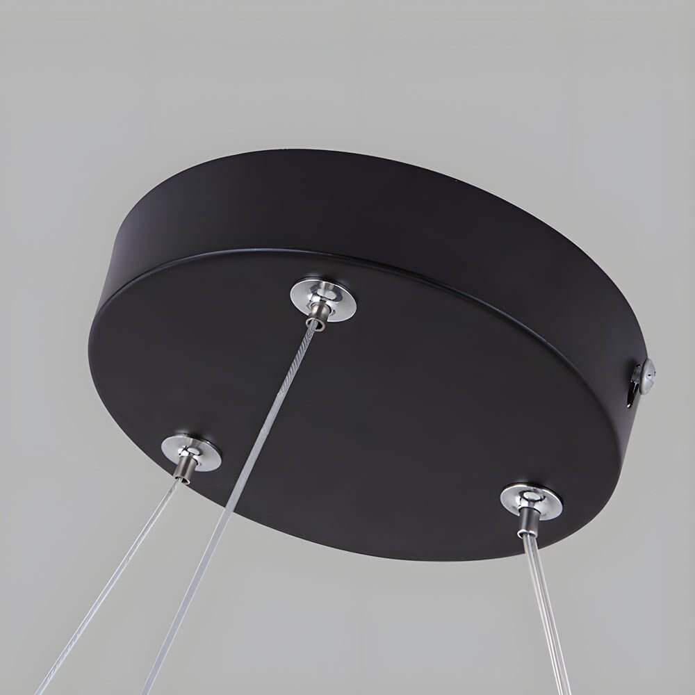 LED pendant ring ceiling light offers sophisticated modern office lighting with sleek black finish and circular LED design.