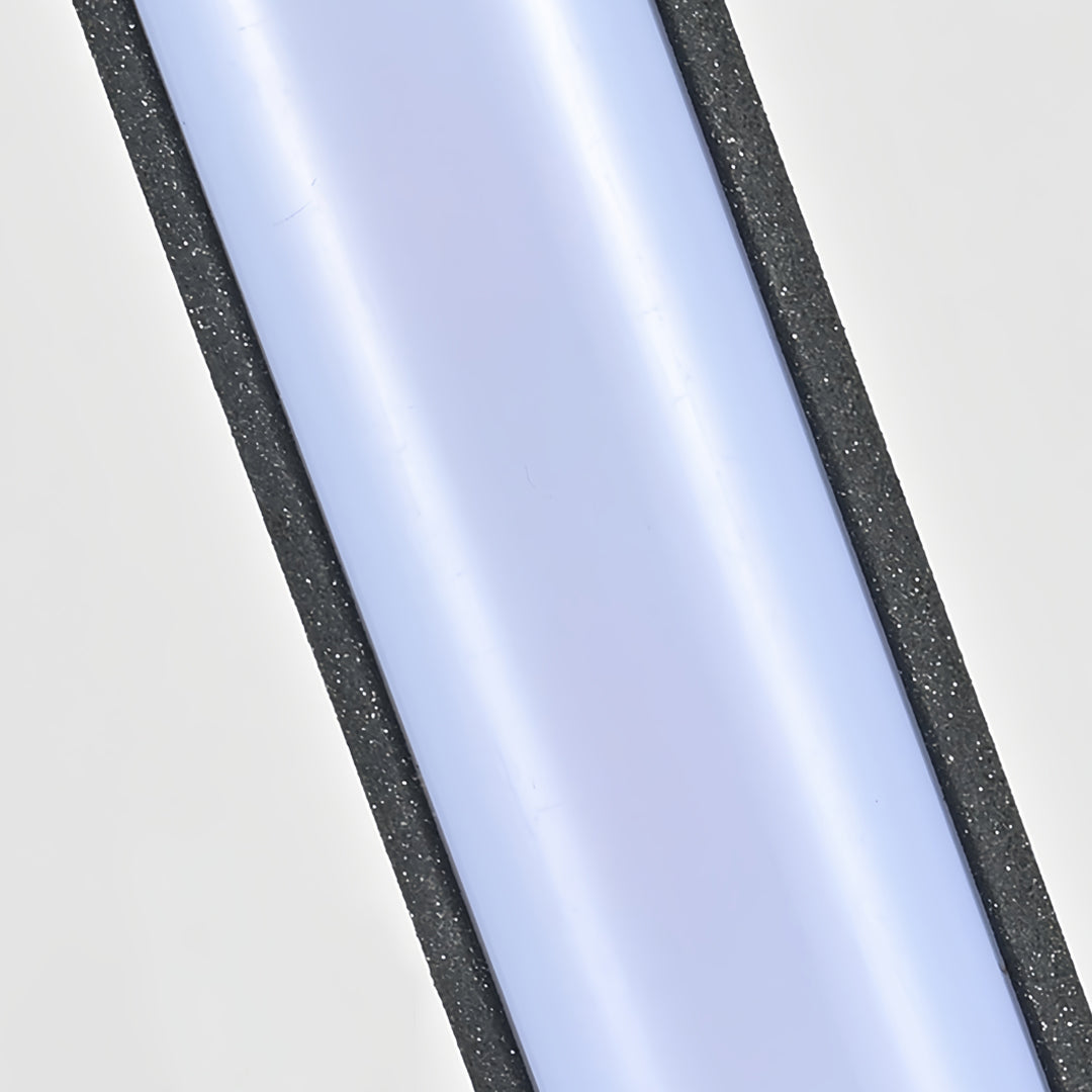 Close up of frosted LED diffuser inside a slim outdoor pillar light.