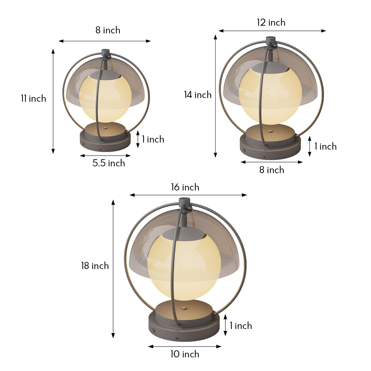 Led pillar lights outdoor dimension diagram showing measurements for accurate exterior installation