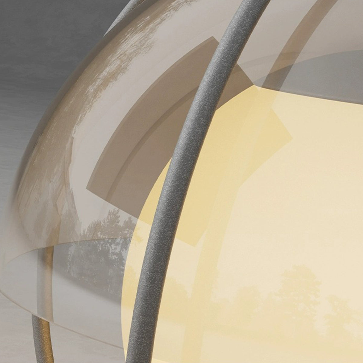 Close up of led pillar lights outdoor glass globe and metal frame showing premium material texture