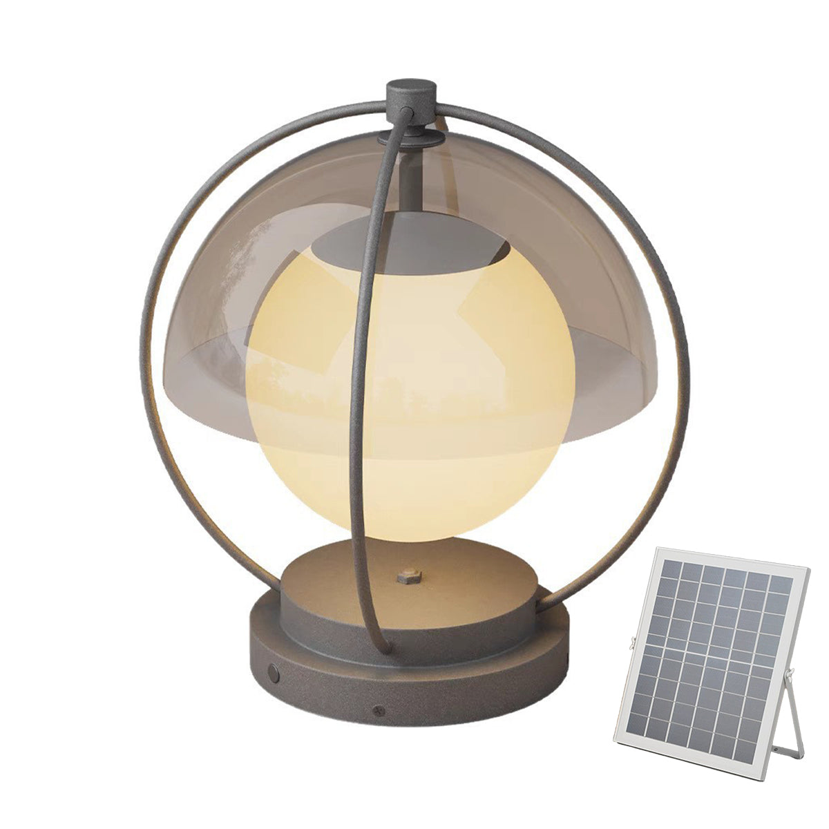 Large globe led pillar lights outdoor with solar panel suitable for driveway and entrance columns