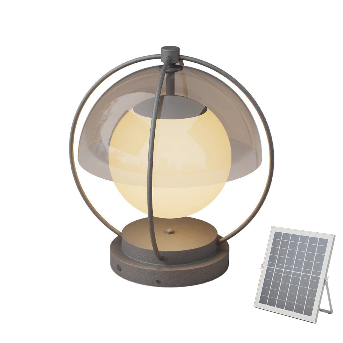 Multiple sizes of led pillar lights outdoor displayed together showing different globe lamp options