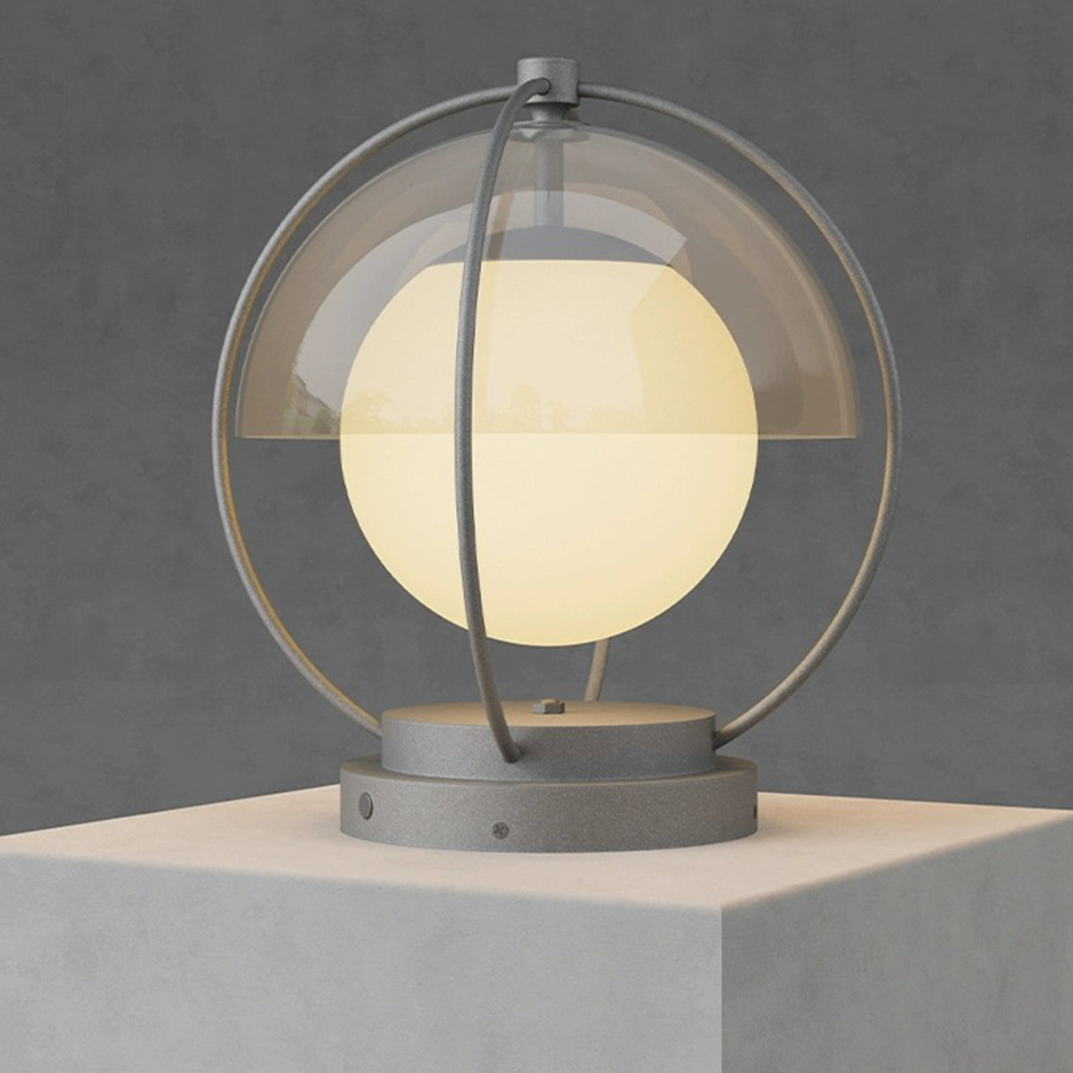 Single led pillar lights outdoor product displayed on pedestal with round globe and metal frame