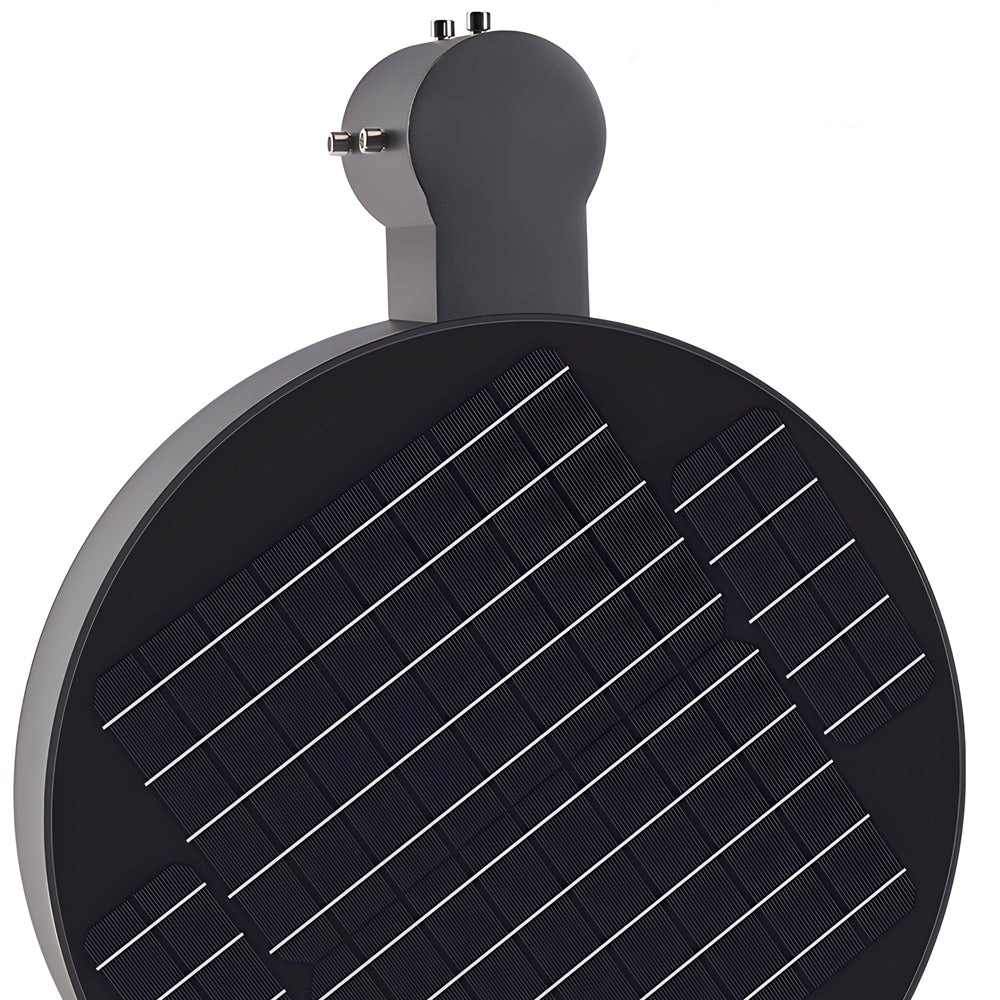 LED pole light with a modern design, providing bright illumination in an urban setting.