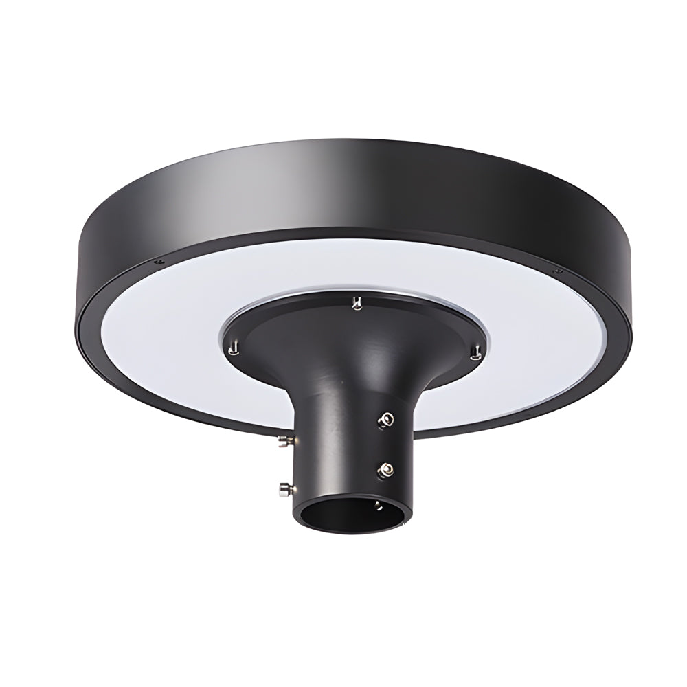 LED pole light with a sleek design, providing illumination in a residential garden.