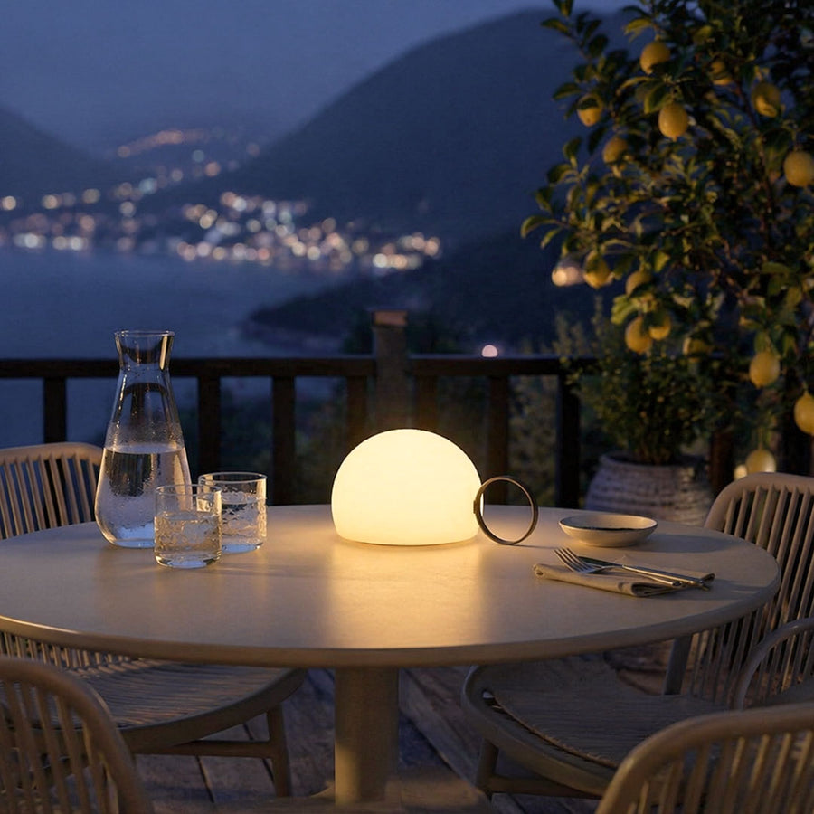 Portable outdoor table lamp for patio