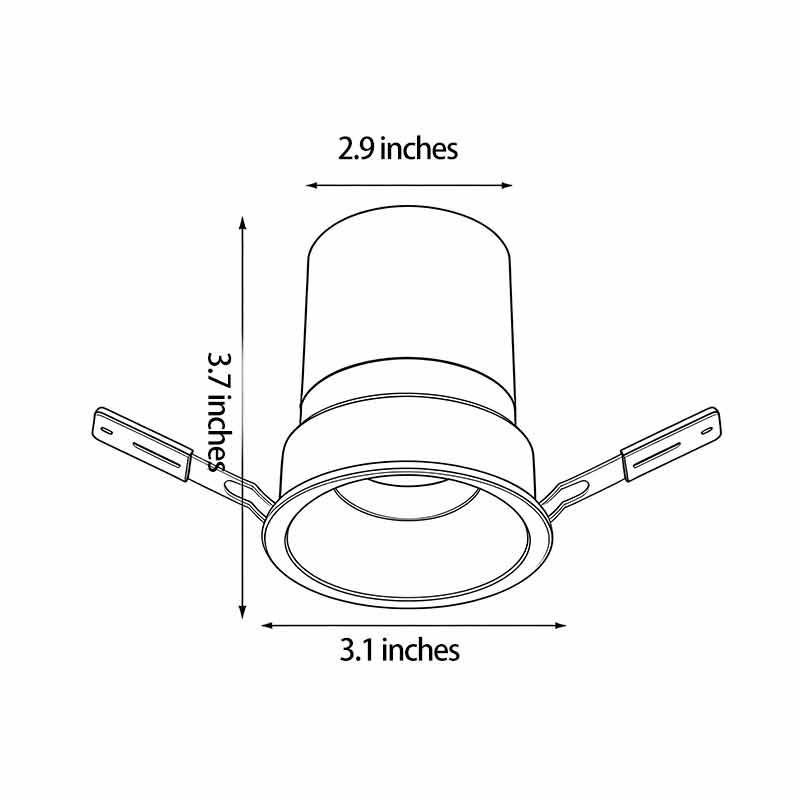 LED spotlight with clear technical dimensions shown in a side profile drawing.