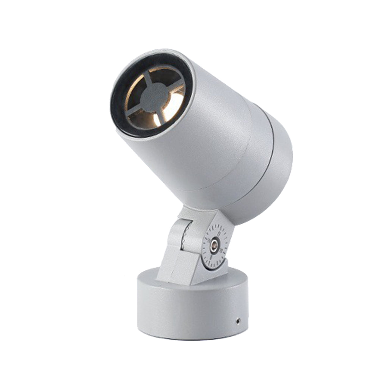 Close-up view of LED spotlight lens showing internal reflector design and light distribution pattern